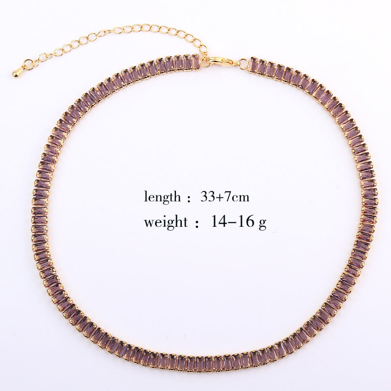 High-grade Temperament Pure Color Colorful Crystals Zircon Necklace
