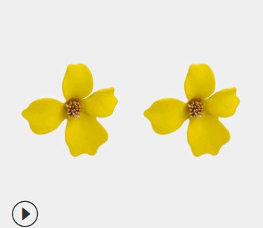 Fashion flower earrings earrings female holiday wind flower earrings natural elements solid petals earrings