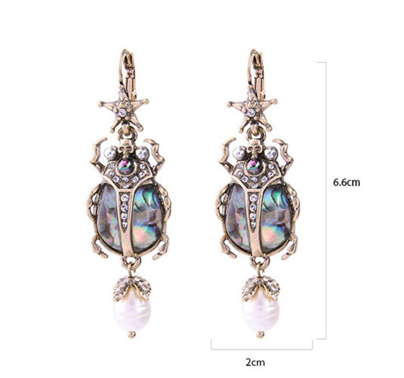 Insect beetle earrings with diamond earrings