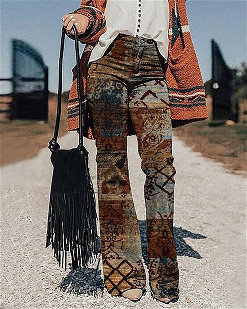 Women's Pants 3D Printed Wide-leg Pants Loose Casual