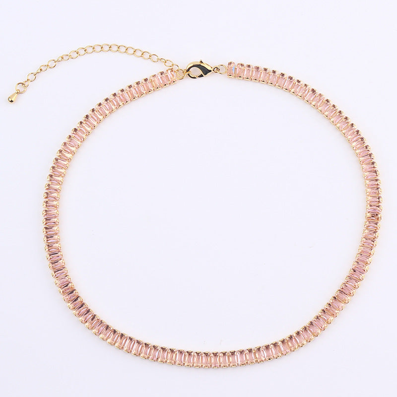 High-grade Temperament Pure Color Colorful Crystals Zircon Necklace