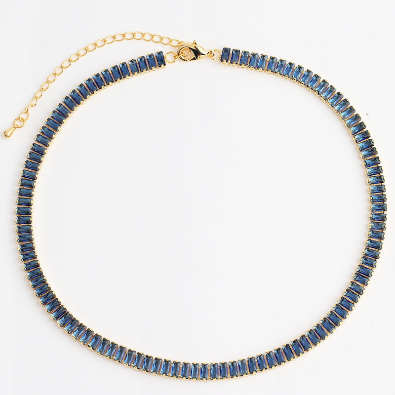 High-grade Temperament Pure Color Colorful Crystals Zircon Necklace