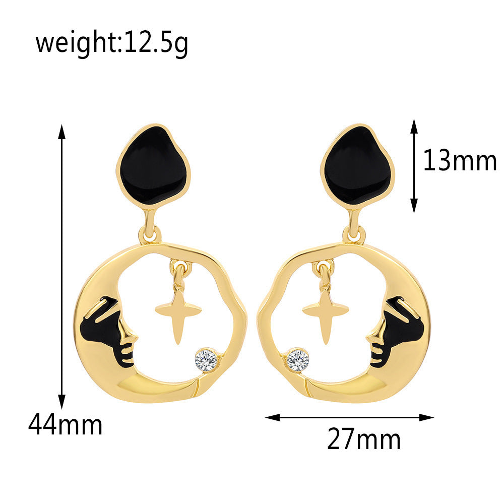 Fashion Earrings Round Moon Star Earrings