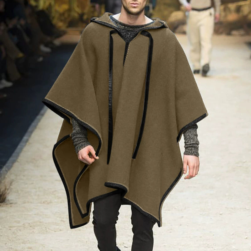 Ethnic Style Loose Casual Poncho Shawl Pullover Cape Woolen Jacket Men's Trendy Men's Cloak Jacket