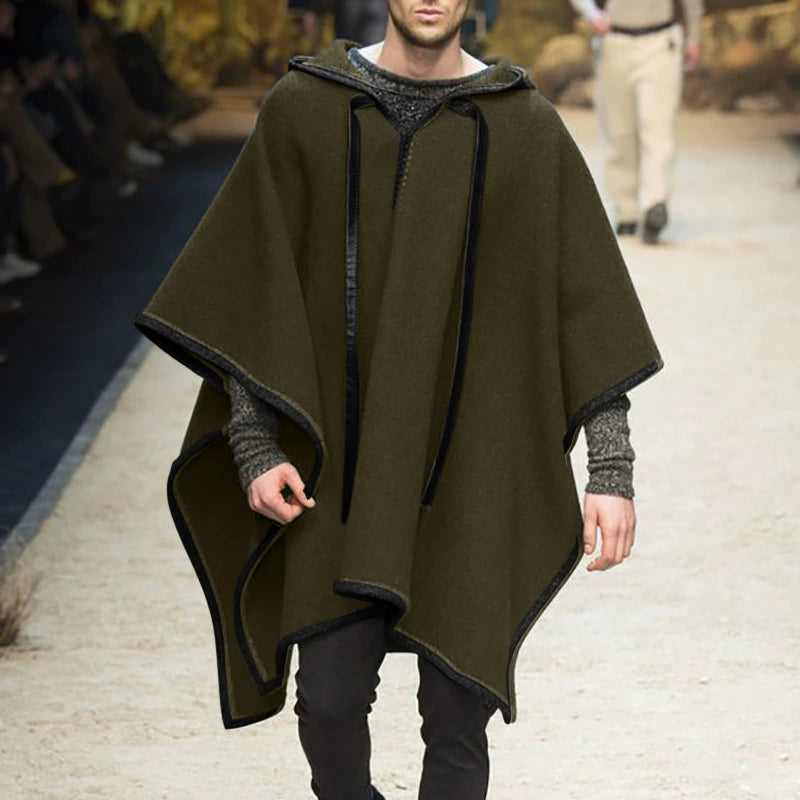 Ethnic Style Loose Casual Poncho Shawl Pullover Cape Woolen Jacket Men's Trendy Men's Cloak Jacket