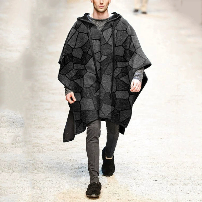 Ethnic Style Loose Casual Poncho Shawl Pullover Cape Woolen Jacket Men's Trendy Men's Cloak Jacket