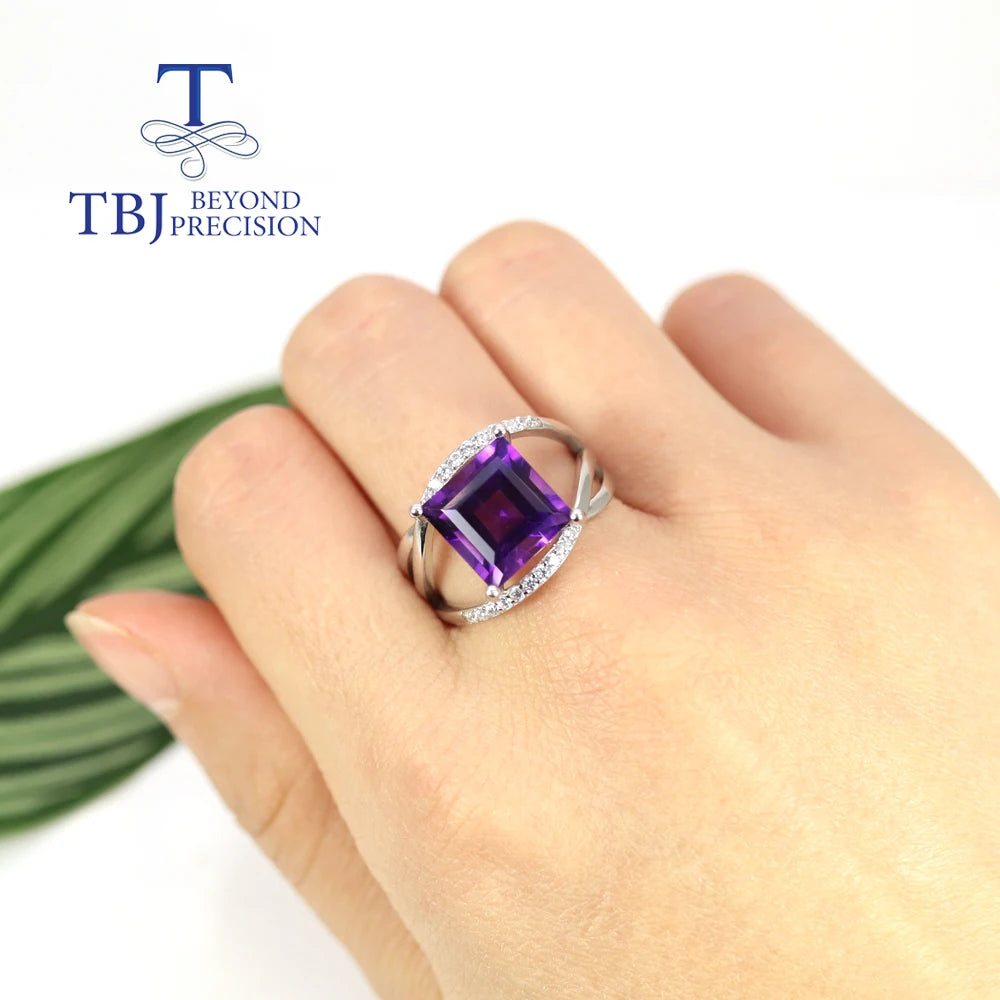 Natural African amethyst gemstone ring fashion design 925 sterling silver fine jewelry for women party wear