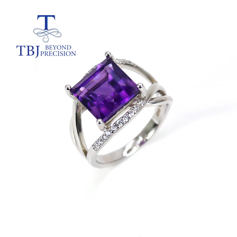 Natural African amethyst gemstone ring fashion design 925 sterling silver fine jewelry for women party wear