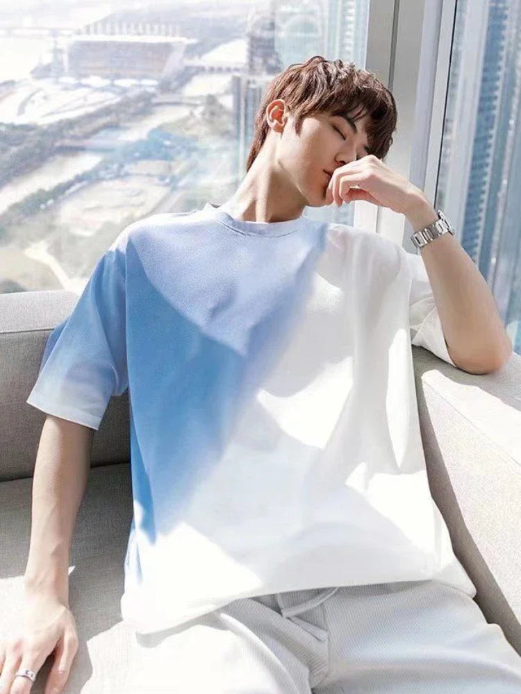 Sports Suits White Man Trousers Sets Work Wear T-shirts Pants Men S New in Matching Aesthetic 2024 Trend Tops & Tees Elastic Tee