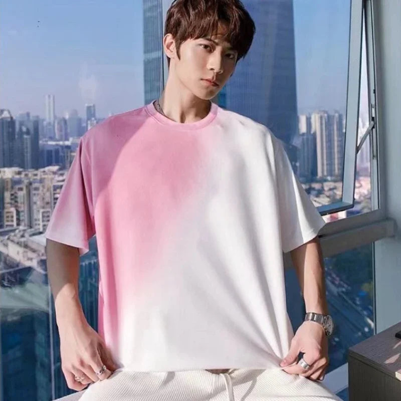 Sports Suits White Man Trousers Sets Work Wear T-shirts Pants Men S New in Matching Aesthetic 2024 Trend Tops & Tees Elastic Tee