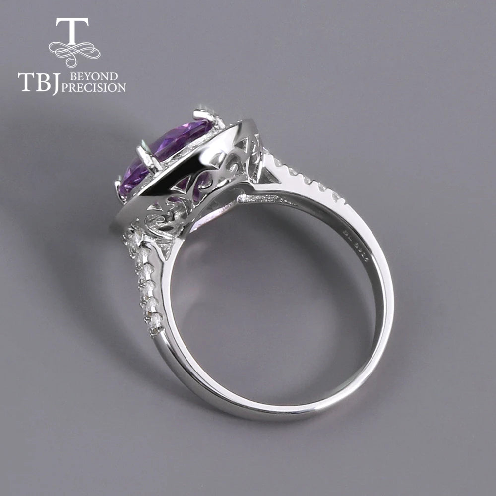 Natural South African Amethyst Gemstone Ring 925 Sterling Silver Classic design of fine jewelry for women gift