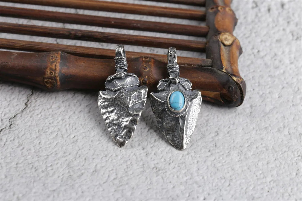 BOCAI S925 Sterling Silver Pendants for Women Men New Fashion Winding Wires Meteorite Arrow Turquoise Punk Jewelry Free Shipping
