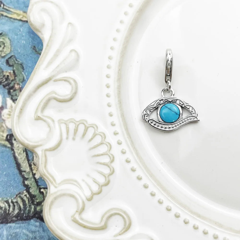 Charms Pendant Amulet Blue Horus Eyes 925 Sterling Silver Turquoise Fine Jewelry Accessories Fit Bracelet Necklace For Woman Man