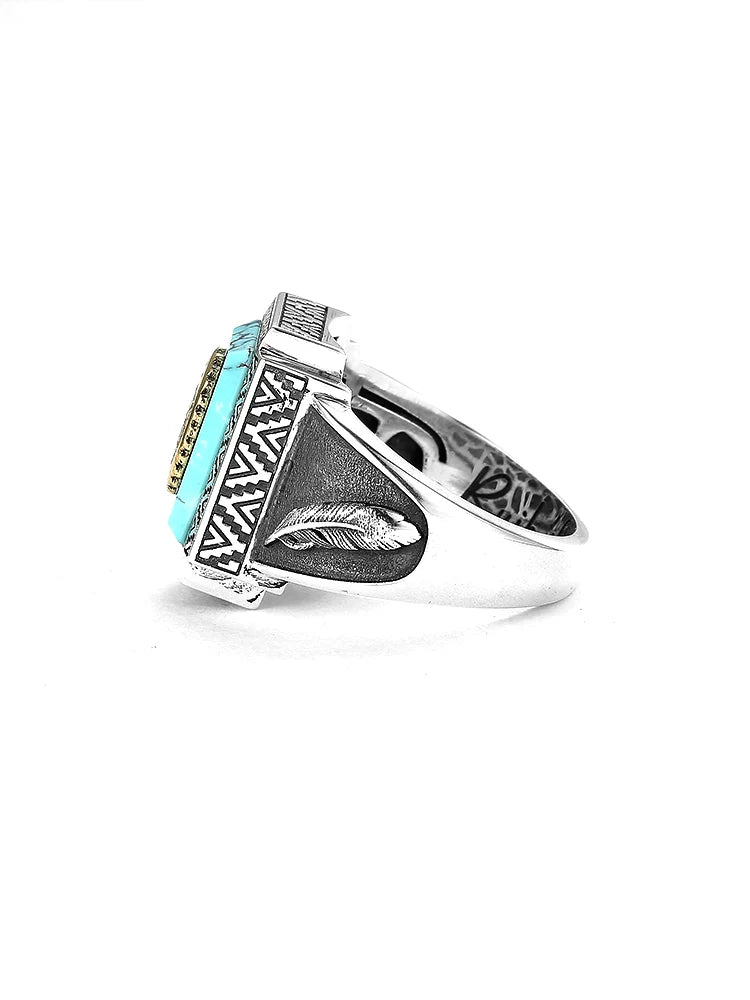 925 Sterling Silver turquoise Hip Hop niche Design
