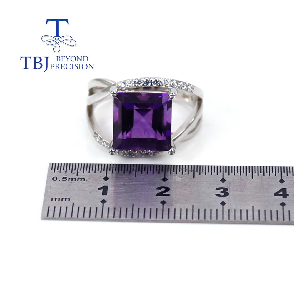 Natural African amethyst gemstone ring fashion design 925 sterling silver fine jewelry for women party wear