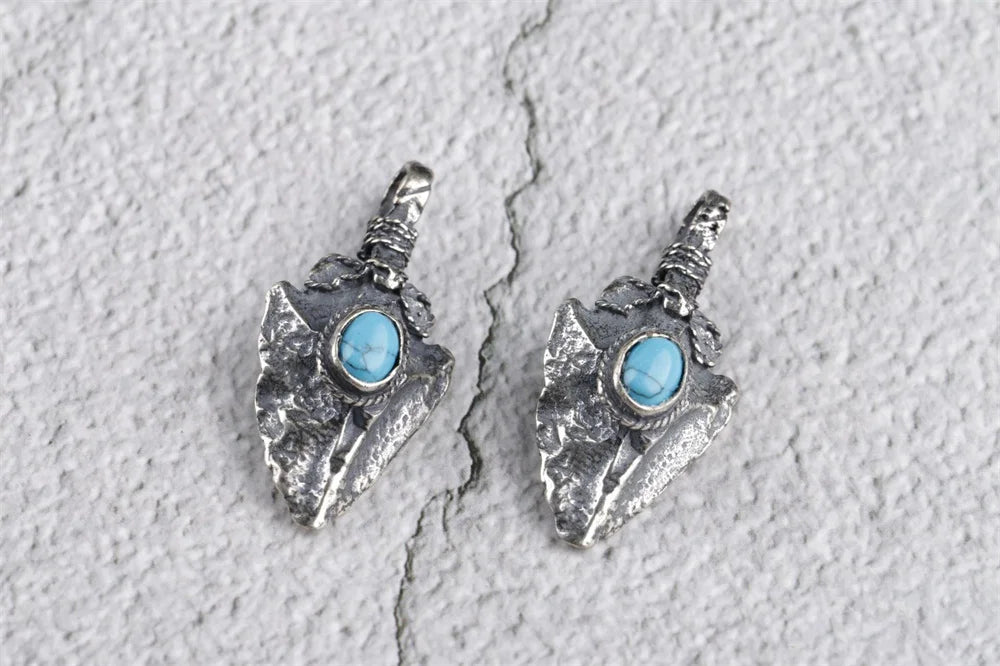 BOCAI S925 Sterling Silver Pendants for Women Men New Fashion Winding Wires Meteorite Arrow Turquoise Punk Jewelry Free Shipping