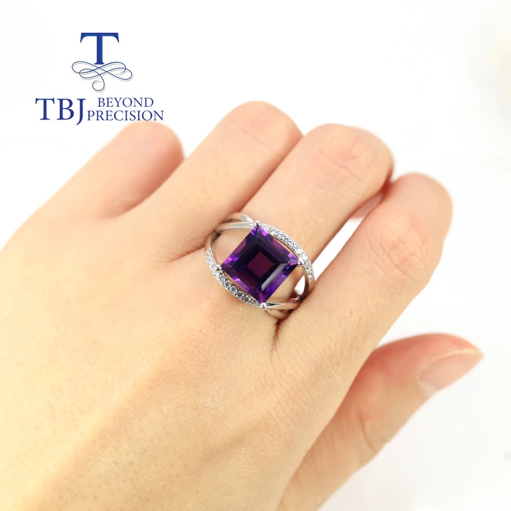 Natural African amethyst gemstone ring fashion design 925 sterling silver fine jewelry for women party wear