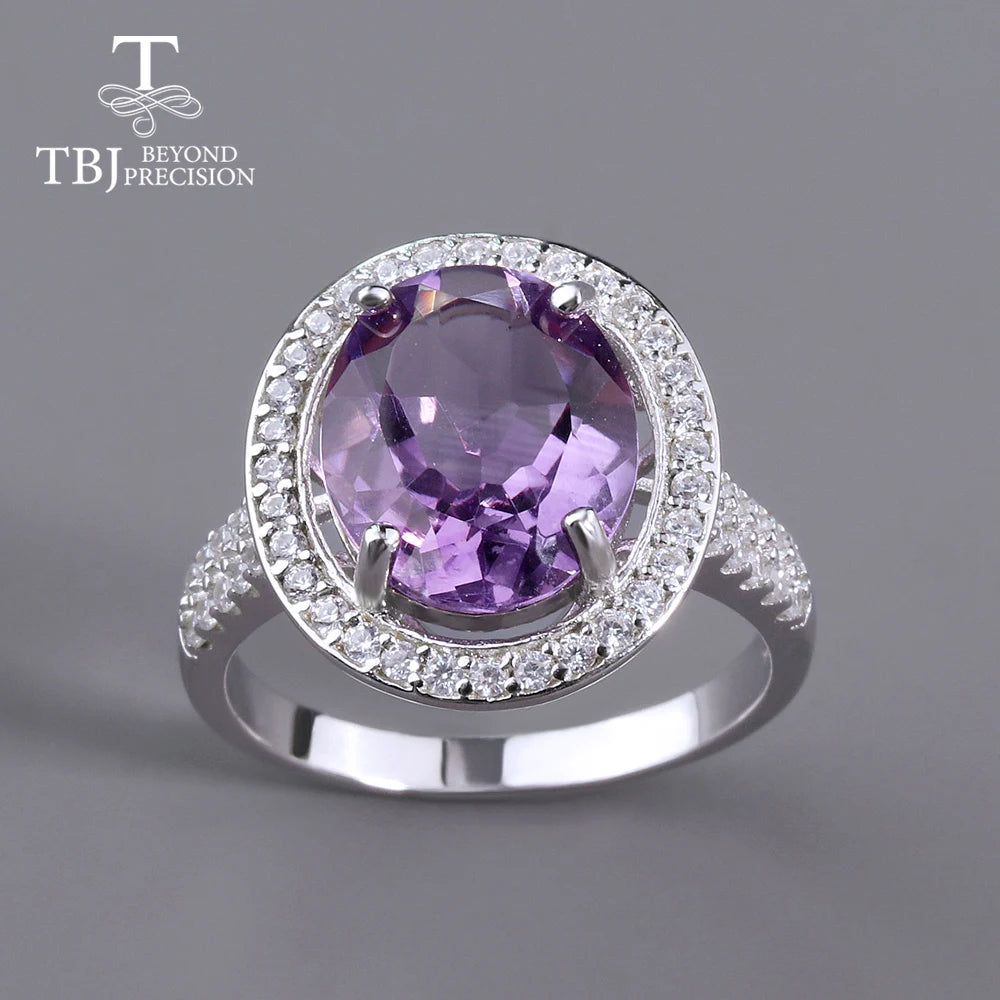 Natural South African Amethyst Gemstone Ring 925 Sterling Silver Classic design of fine jewelry for women gift