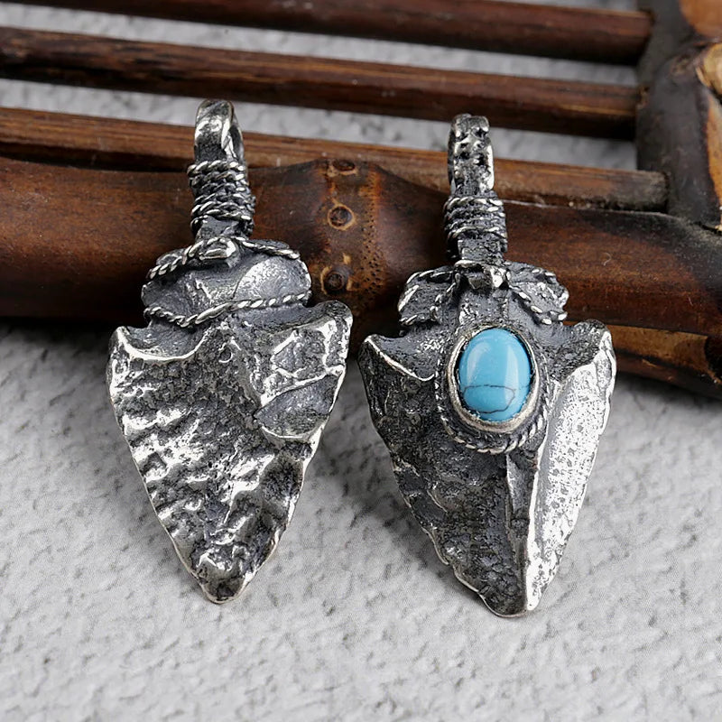 BOCAI S925 Sterling Silver Pendants for Women Men New Fashion Winding Wires Meteorite Arrow Turquoise Punk Jewelry Free Shipping