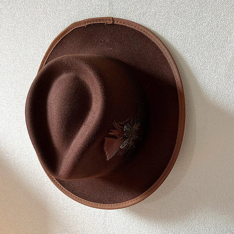 Handmade Feathers Felt Fedora Hat Vintage Men