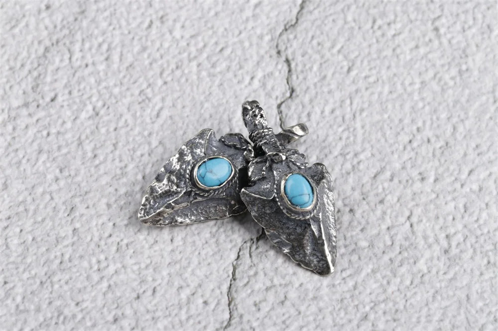 BOCAI S925 Sterling Silver Pendants for Women Men New Fashion Winding Wires Meteorite Arrow Turquoise Punk Jewelry Free Shipping