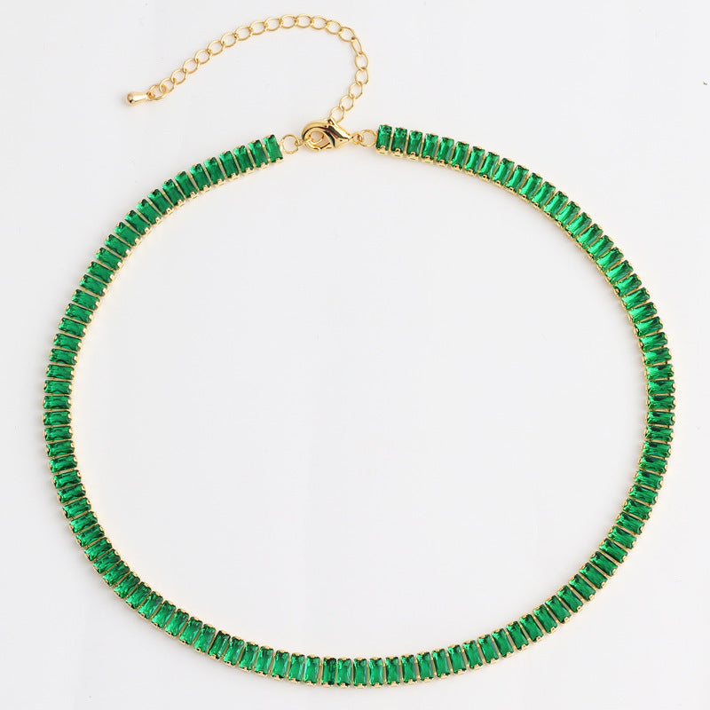 High-grade Temperament Pure Color Colorful Crystals Zircon Necklace