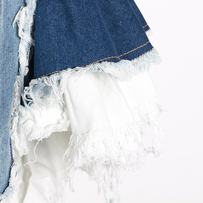 Women's Fashion Quilted Denim Shoulder Strap Top