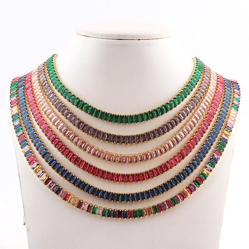 High-grade Temperament Pure Color Colorful Crystals Zircon Necklace