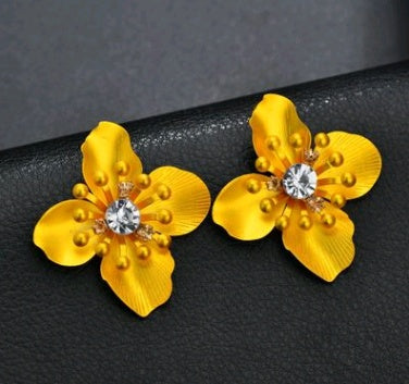 Fashion flower earrings earrings female holiday wind flower earrings natural elements solid petals earrings