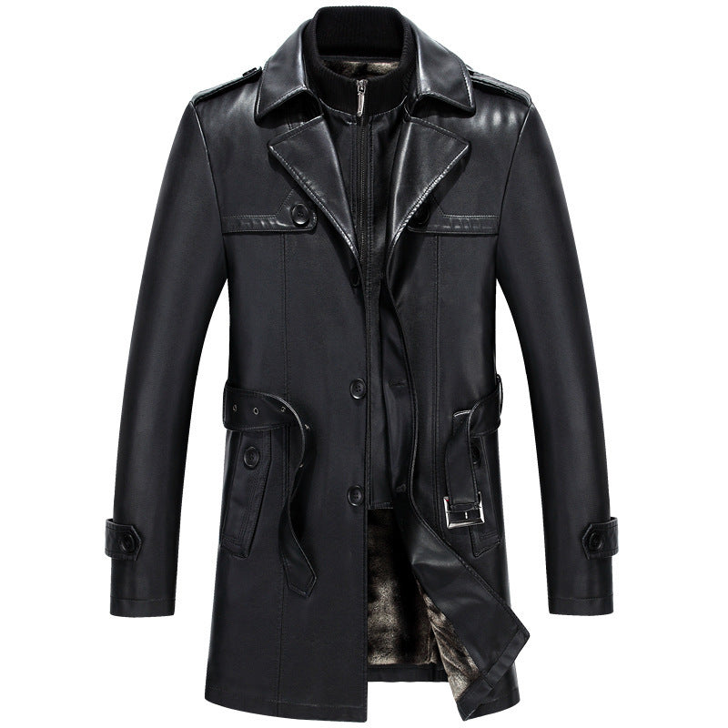 Men's mid-length leather 3/4 jacket