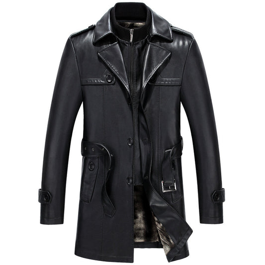 Men's mid-length leather 3/4 jacket