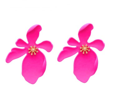 Fashion flower earrings earrings female holiday wind flower earrings natural elements solid petals earrings