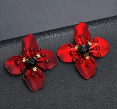 Fashion flower earrings earrings female holiday wind flower earrings natural elements solid petals earrings