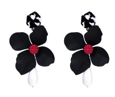Fashion flower earrings earrings female holiday wind flower earrings natural elements solid petals earrings
