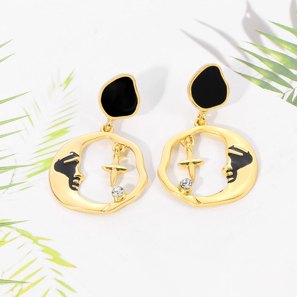 Fashion Earrings Round Moon Star Earrings
