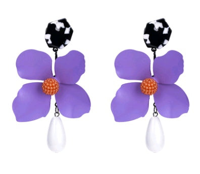 Fashion flower earrings earrings female holiday wind flower earrings natural elements solid petals earrings