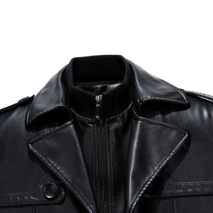 Men's mid-length leather 3/4 jacket