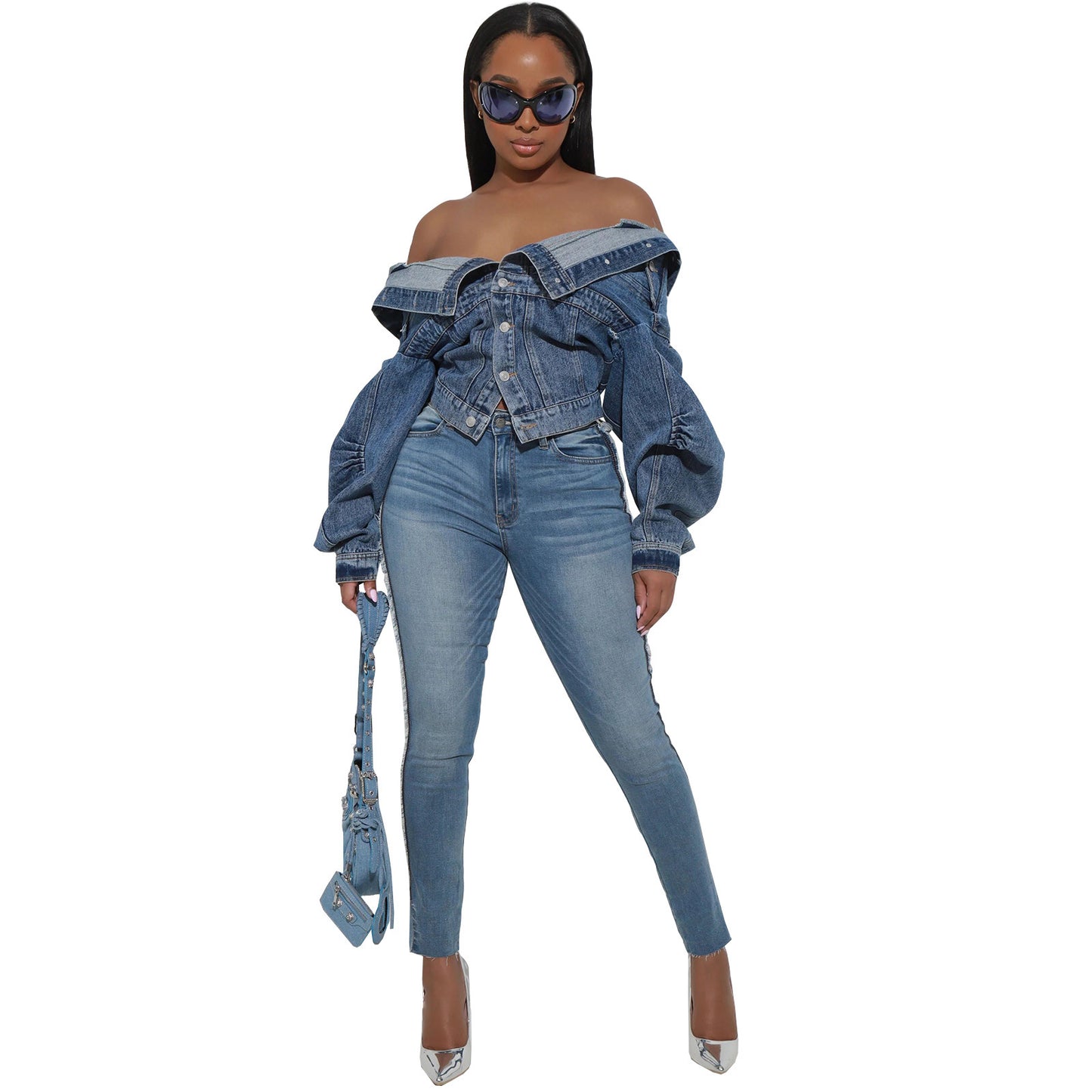 Y2g Style Irregular Two-way Wear Denim Coat