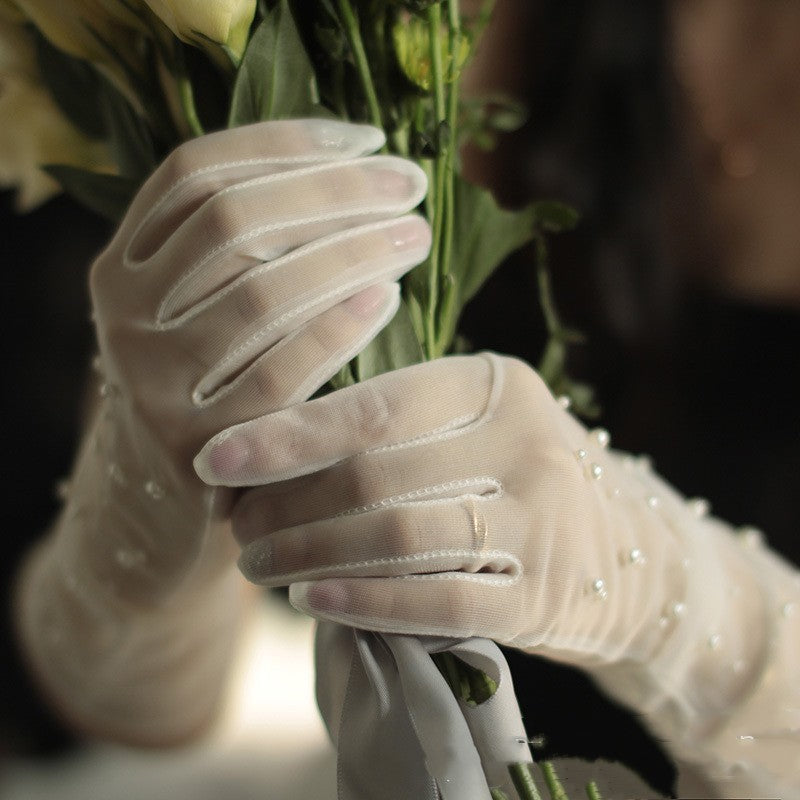 Korean Summer Bridal Transparent Mesh Gloves
