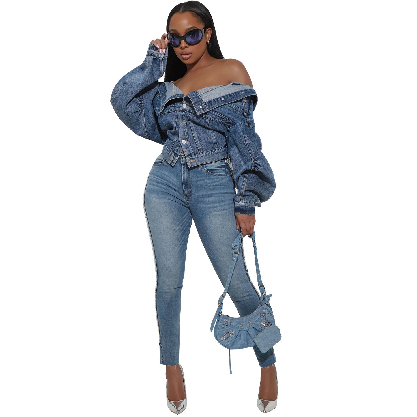 Y2g Style Irregular Two-way Wear Denim Coat