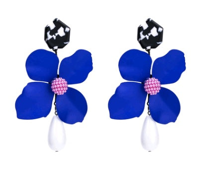 Fashion flower earrings earrings female holiday wind flower earrings natural elements solid petals earrings