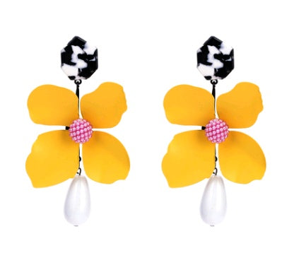 Fashion flower earrings earrings female holiday wind flower earrings natural elements solid petals earrings