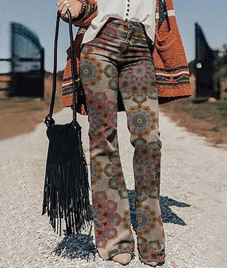Women's Pants 3D Printed Wide-leg Pants Loose Casual