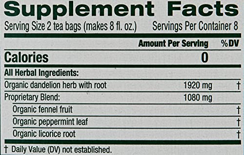 Traditional Medicinals Tea, Organic EveryDay Detox Dandelion, Supports Healthy Liver & Kidney Function, Detox, 16 Tea Bags