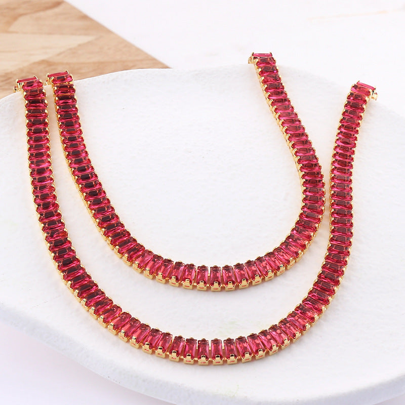 High-grade Temperament Pure Color Colorful Crystals Zircon Necklace