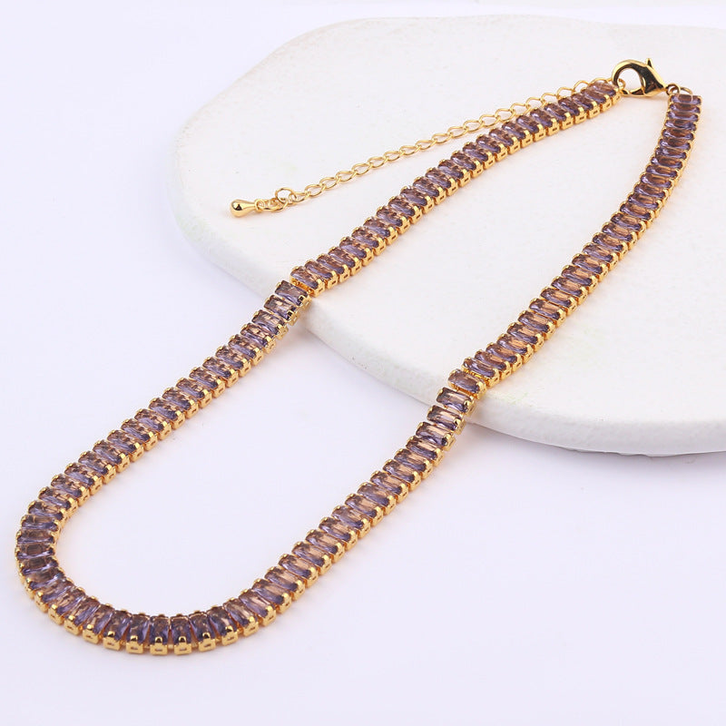 High-grade Temperament Pure Color Colorful Crystals Zircon Necklace