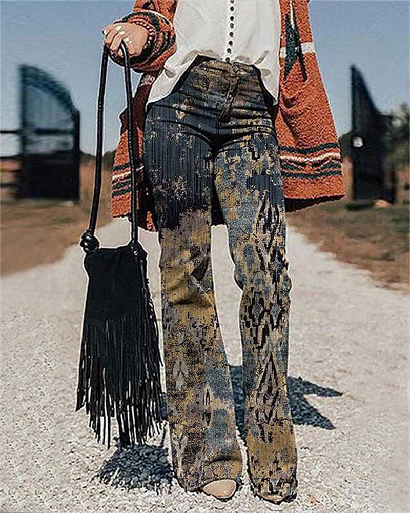 Women's Pants 3D Printed Wide-leg Pants Loose Casual