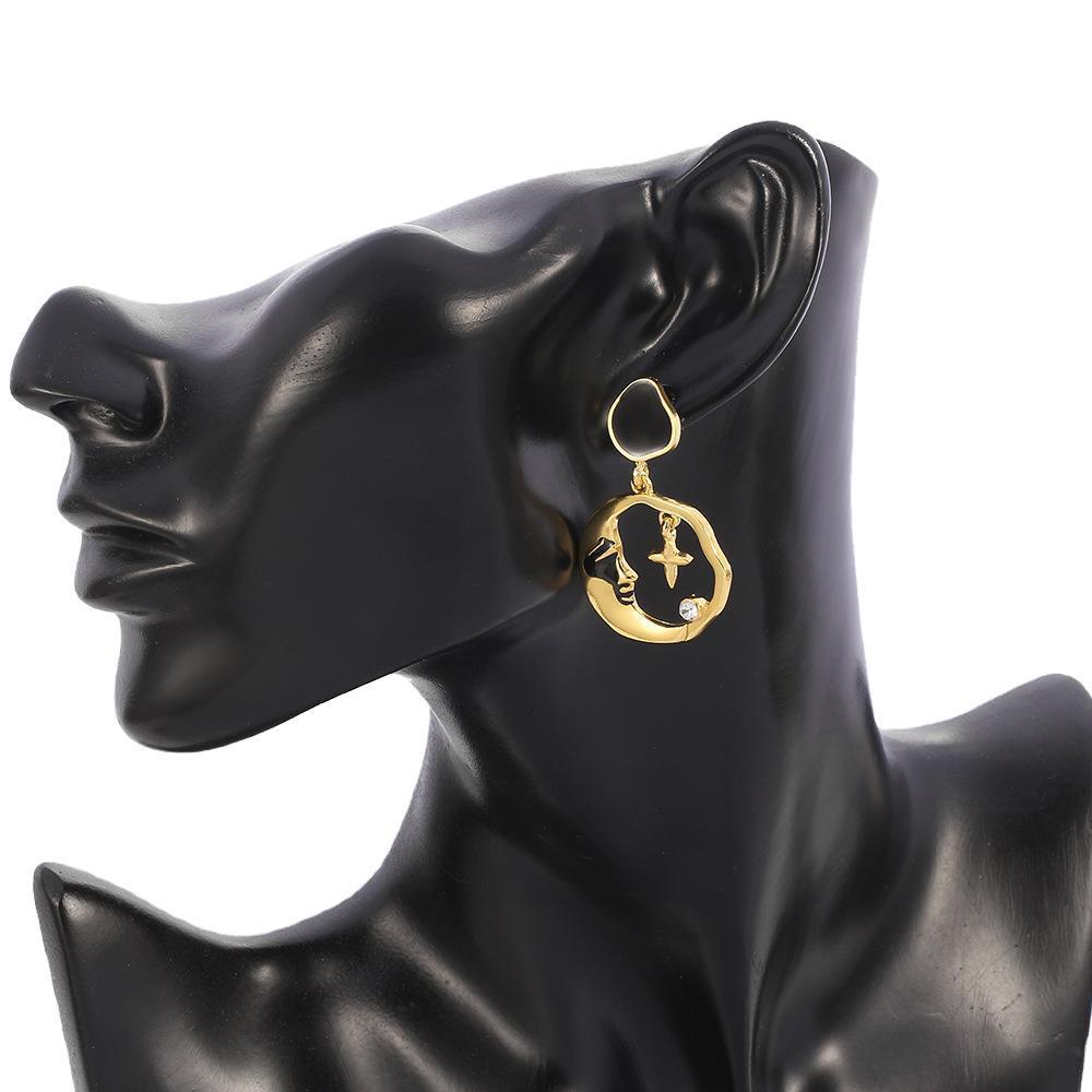 Fashion Earrings Round Moon Star Earrings
