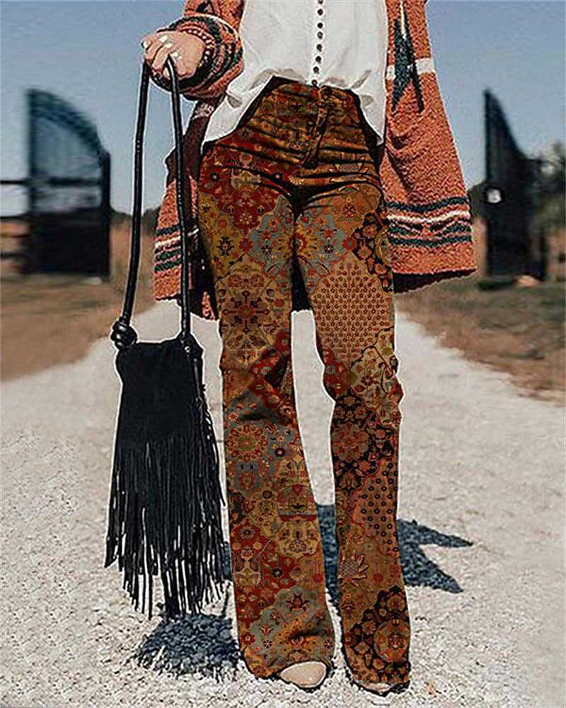 Women's Pants 3D Printed Wide-leg Pants Loose Casual