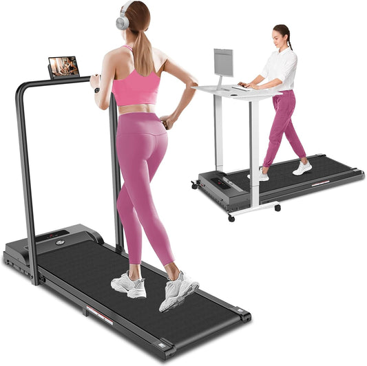 Walking Pad with Handle Bar, 3 in 1 Portable Treadmill with Handle, 2.5HP Walking pad Treadmill, Under Desk Treadmill for Home, Folding Treadmill Samll Spaces, LED Display,Remote Control